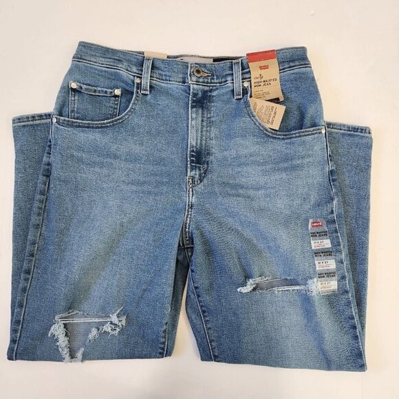 Levi's NWT Silver Tab High Waisted Mom Jean Womens 31 Distressed‎ Tapered Leg - Picture 12 of 13